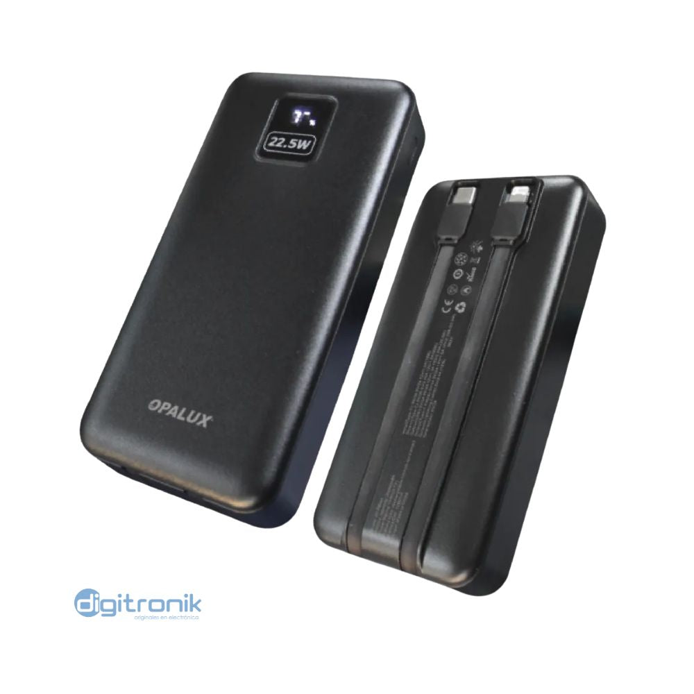POWER BANK PORTATIL OPALUX 10000MAH CON CARGA RAPIDA OP-PB043