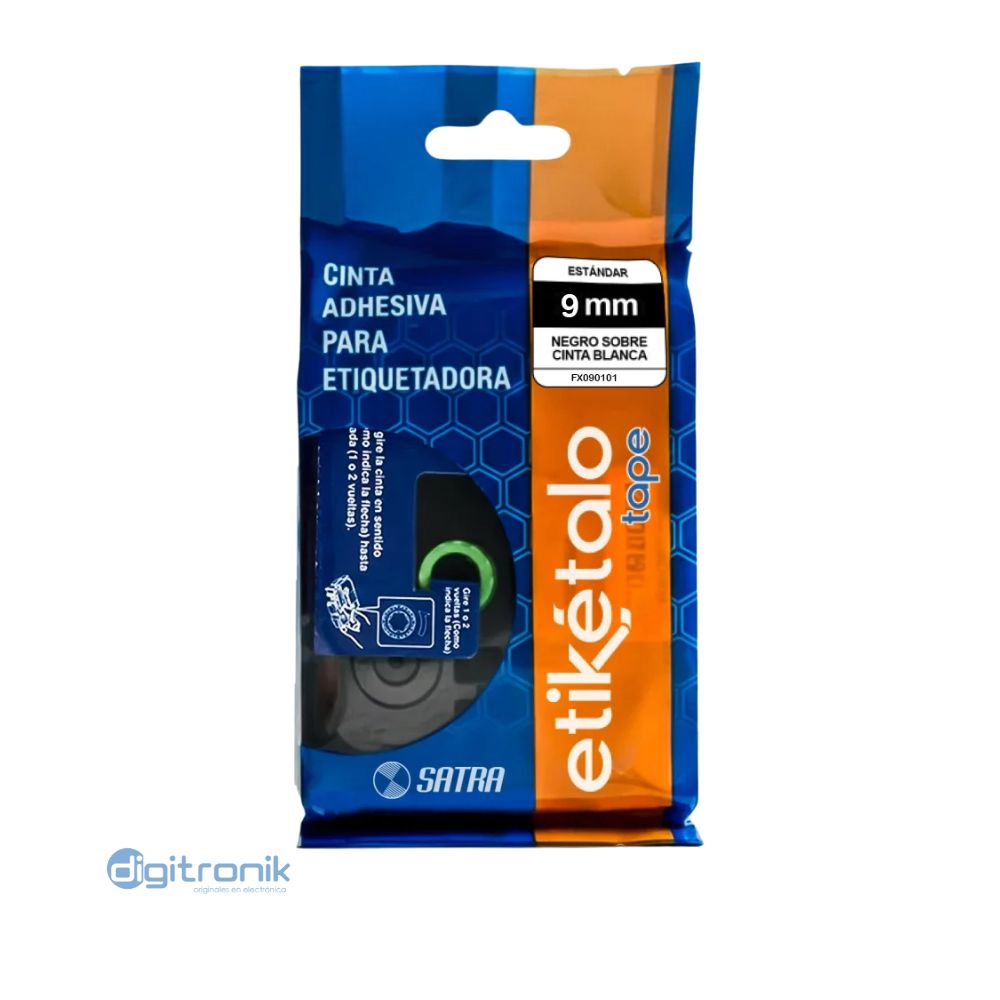 CINTA ETIKETA FLEX NEGRO SOBRE CINTA BLANCA 9MM BROTHER FX090101