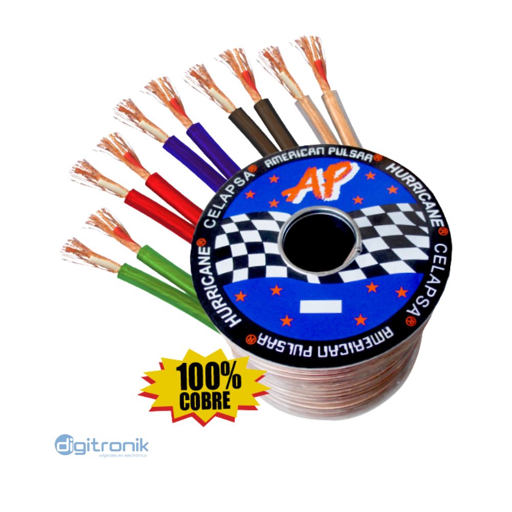 CABLE MELLIZO STEREO 8MM TRANSPARENTE NEGRO HURRICANE 100M AP-2040CNG