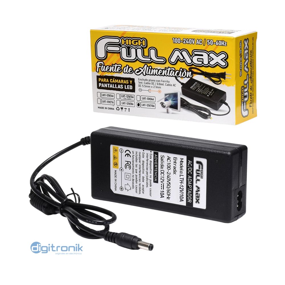 ADAPTADOR 12VDC 10A PLUG 5.5/2.1MM ZZ-LTH-12V10A