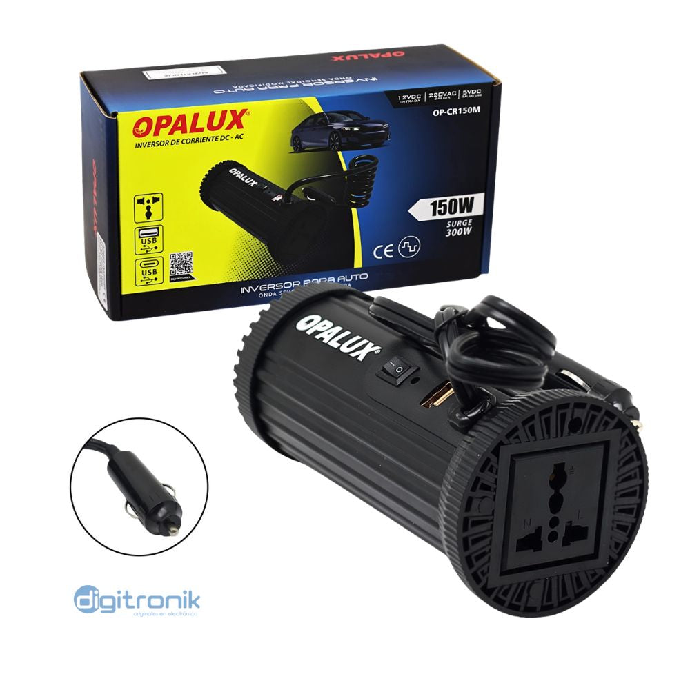 INVERSOR P/AUTO 150W OPALUX ONDA SENOIDAL MODIFICADA OP-CR150M