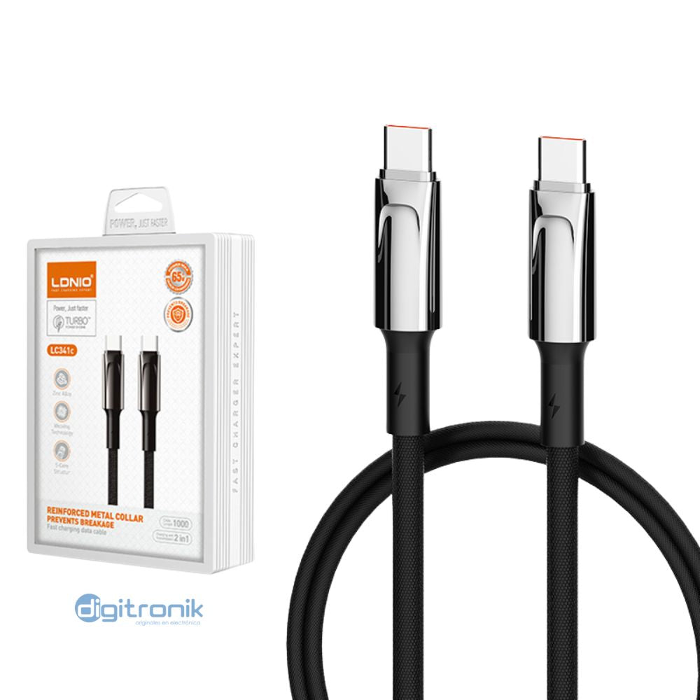 CABLE DE CARGA RAPIDA TYPE-C A C 65W LDNIO LC341C