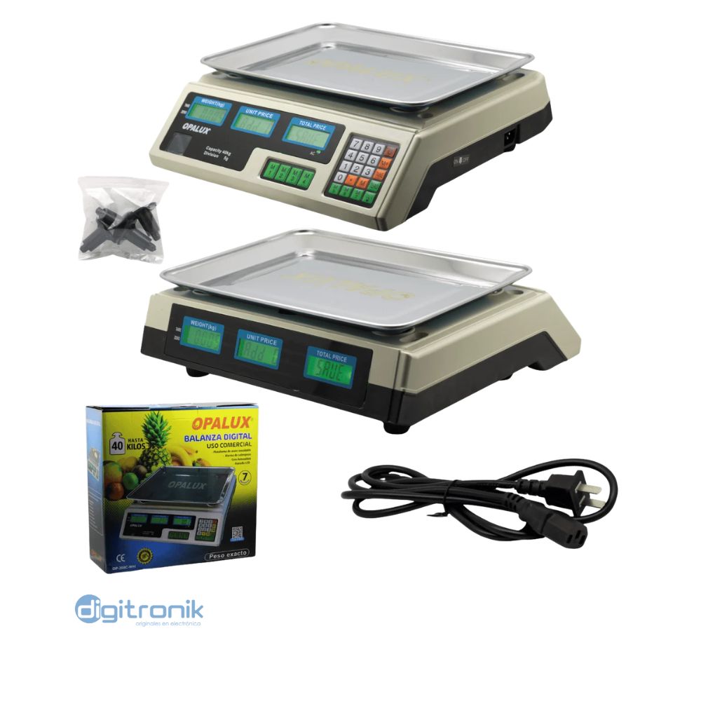 BALANZA 40KG BANDEJA OVALADA OPALUX PANTALLA LCD OP-208C-WH