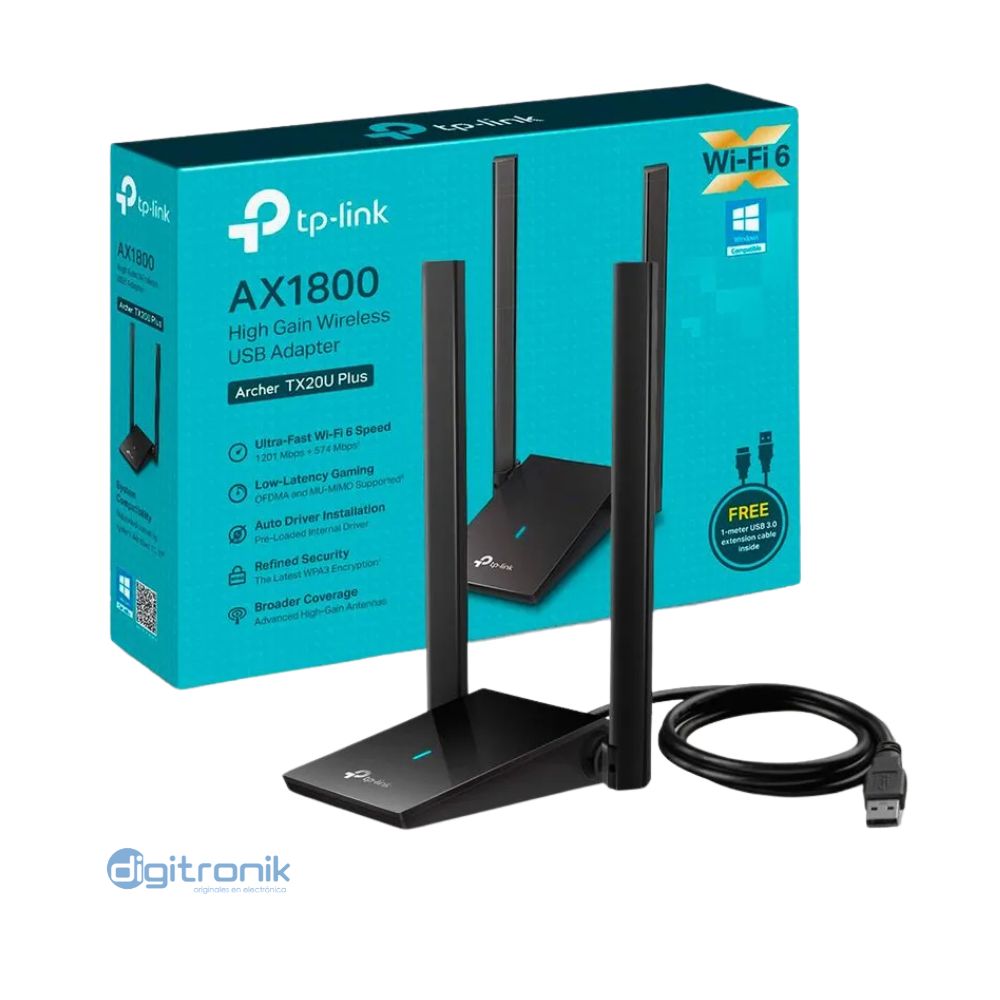 TP-LINK ARCHER TX20U PLUS ADAPTADOR USB INALAMBRICO AX1800