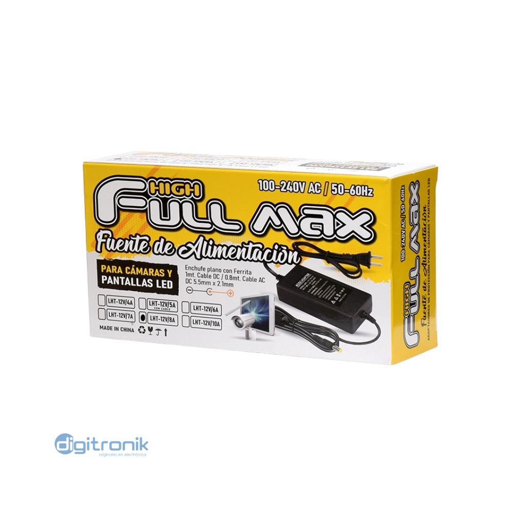 FUENTE 12V 8A FULL MAX 5.5MMX 2.1MM ZZ-LTH-12V8A(HFM)