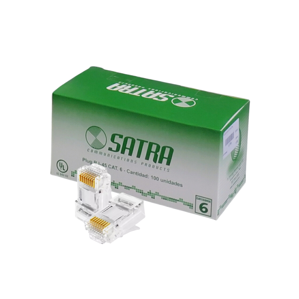 PLUG RJ45 CAT6 SATRA X 100 UND