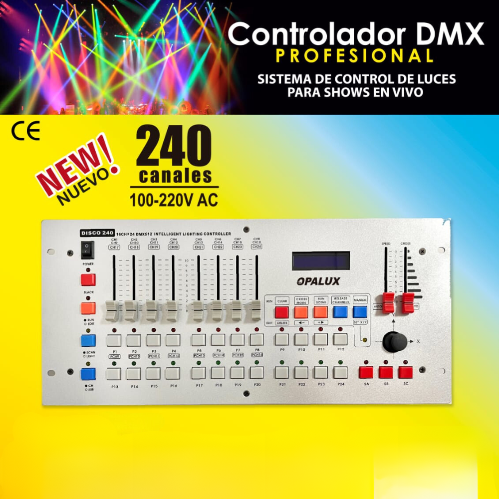 CONTROLADOR DMX PARA LUCES DE DISCOTECA OPALUX OP-M74X