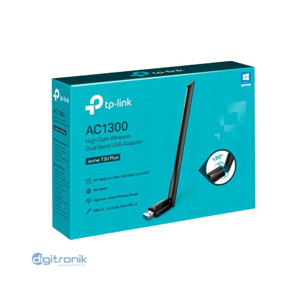TP-LINK ADAPTADOR USB ALTA GANANCIA AC1300 ARCHER T3U PLUS