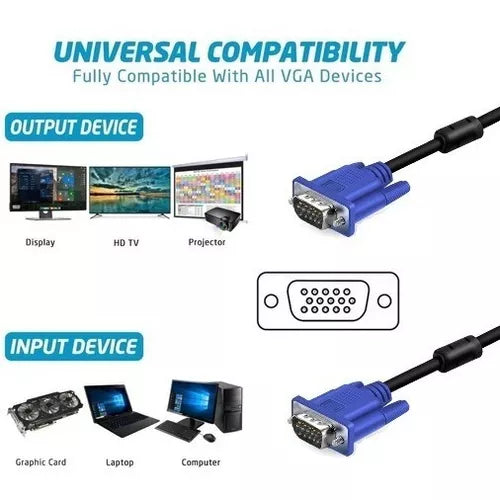 CABLE VGA 15 PIN TO 15 PIN 5MTS PE-VG0126