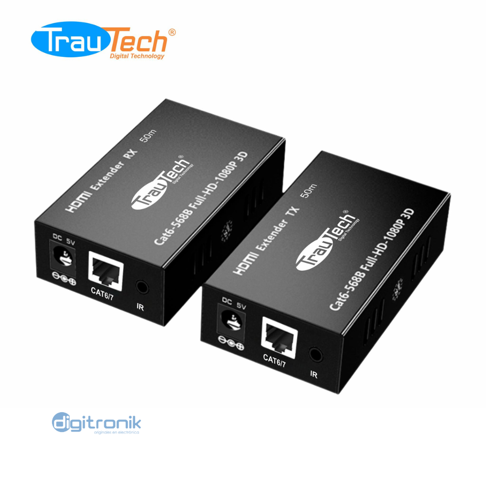 EXTENDER HDMI VIA 1 UTP DE 50 MTS 1080P TRAUTECH PE-EX0046