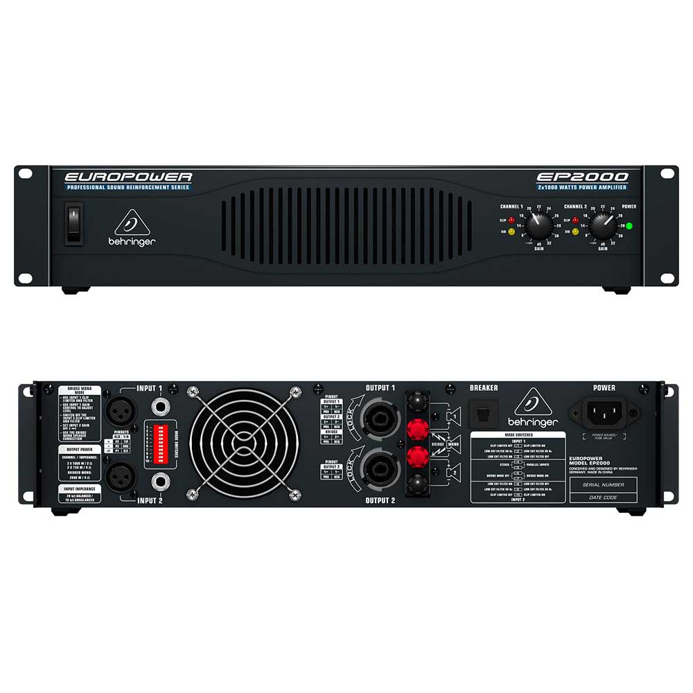 Amplificador power Behringer EP2000 de 2 x 1000w 2 ohm