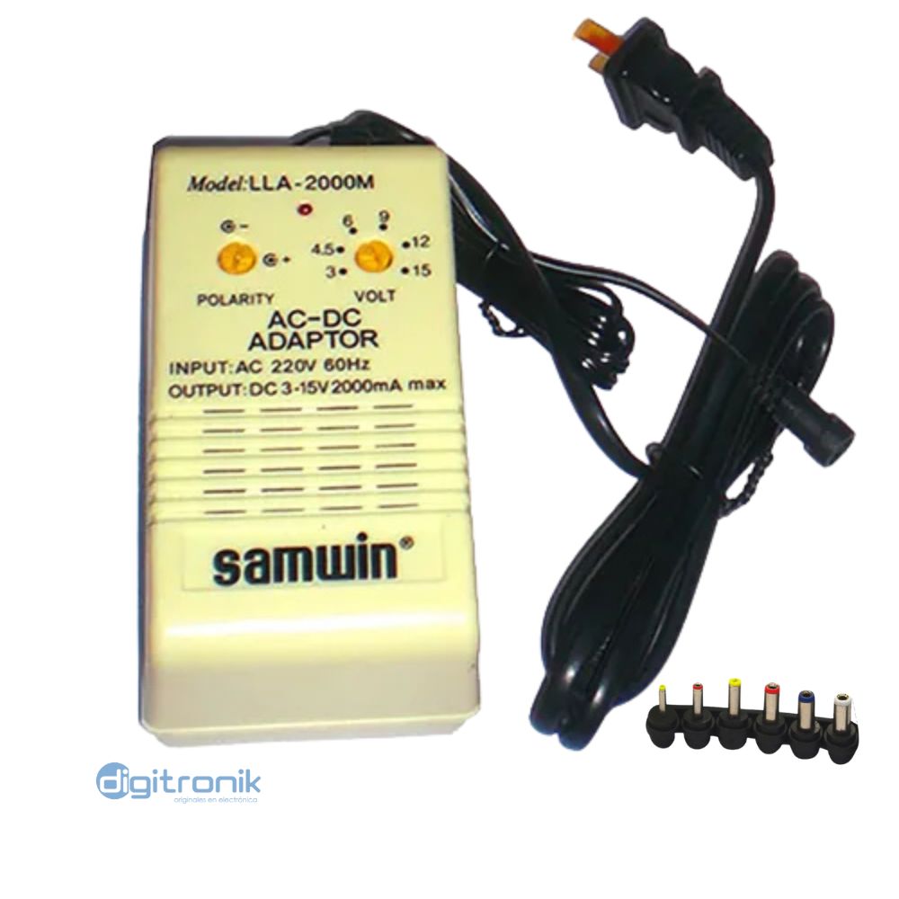 ADAPTADOR 2000MA AC/DC 220V MULTIPLUG. SAMWIN LLA-2000M