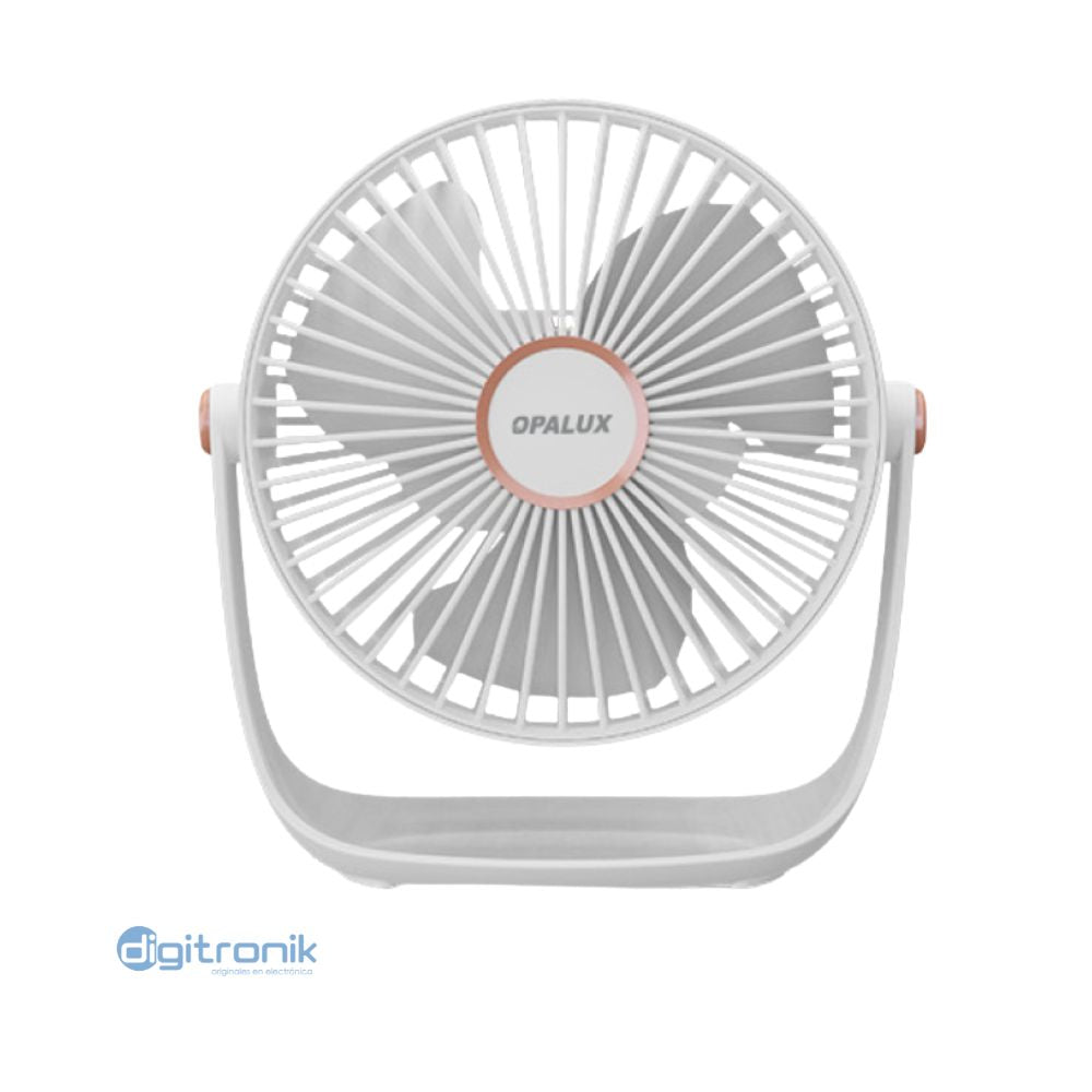 VENTILADOR PORTATIL RECARGABLE OPALUX BLANCO 5 VELOCIDADES OP-TF60-BL