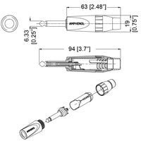 PLUG MONO 1/4" JUMBO METAL NIQUEL JM2P AMPHENOL