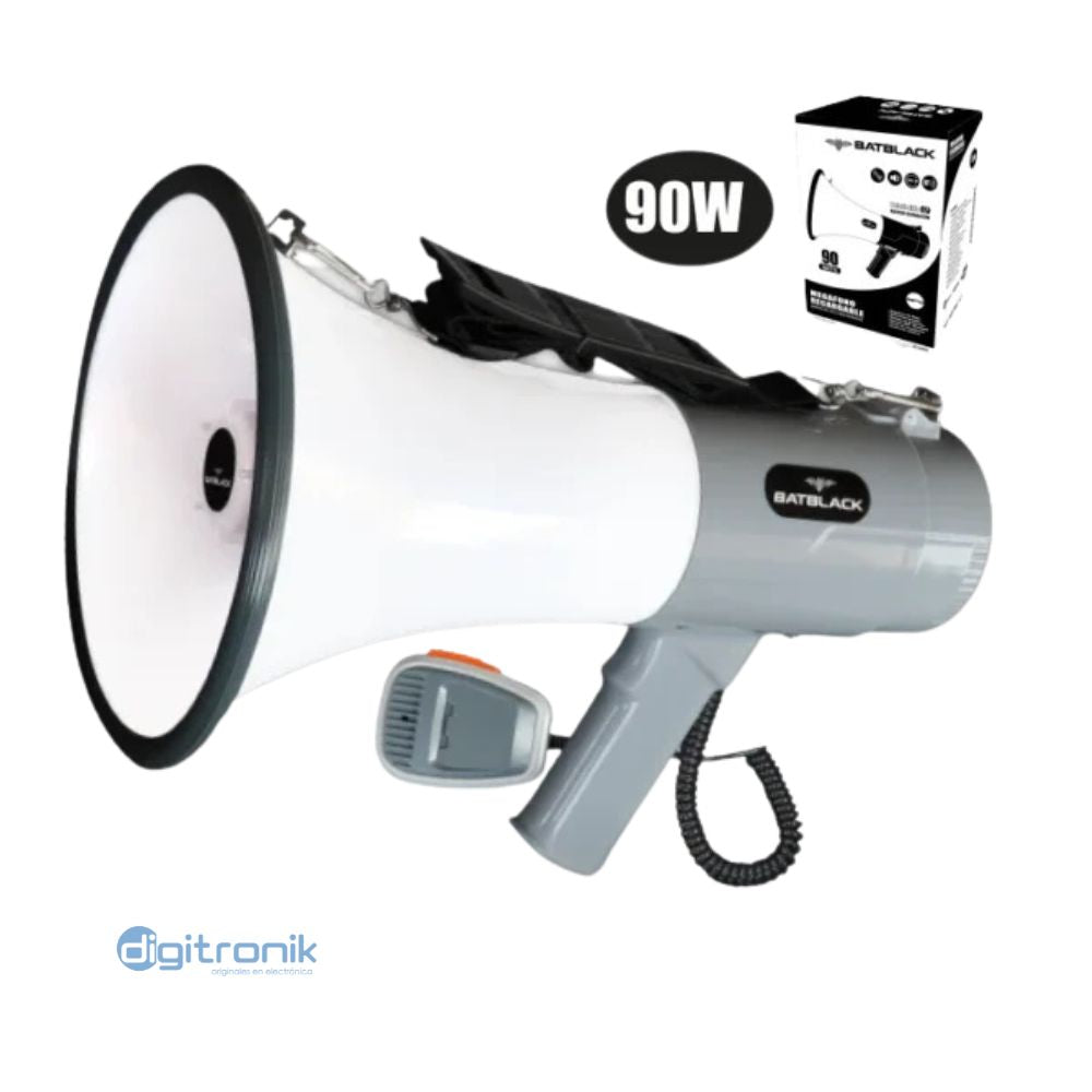 MEGAFONO RECARGABLE BATBLACK 90W 4 SONIDOS BT-ER99