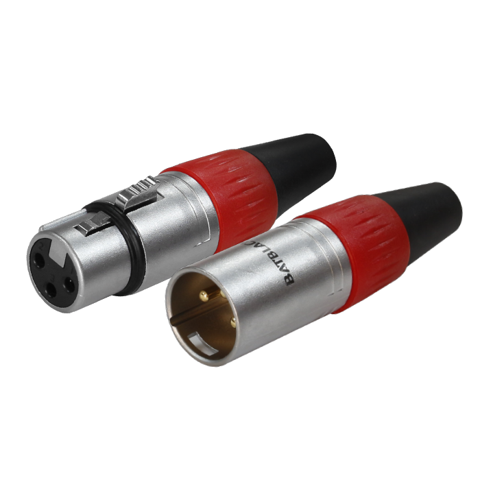 CONECTOR CANON XLR MACHO 3 PINES BATBLACK ROJO LA1056MF-R