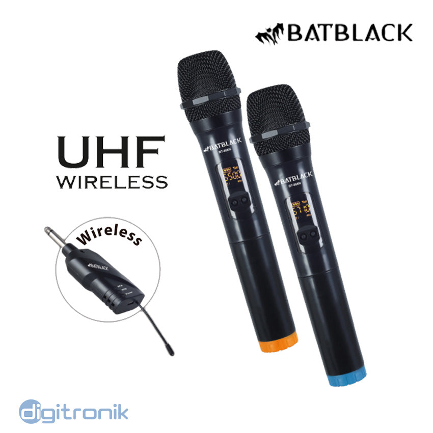 MICROFONO INALAMBRICO UHF DUAL BATBLACK UHF BT-668N