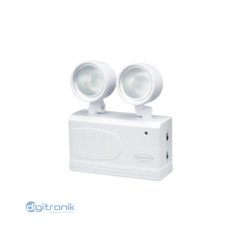 LAMPARA DE EMERGENCIA PORTATIL LED 200 LUMENES 2 FAROS SEGURIMAX