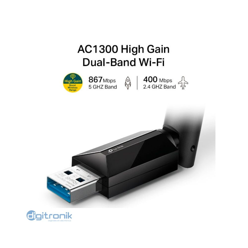 TP-LINK ADAPTADOR USB ALTA GANANCIA AC1300 ARCHER T3U PLUS