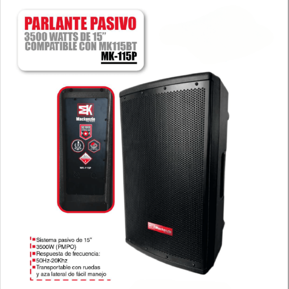 PARLANTE PASIVO 15" MACKENZIE MK-115P