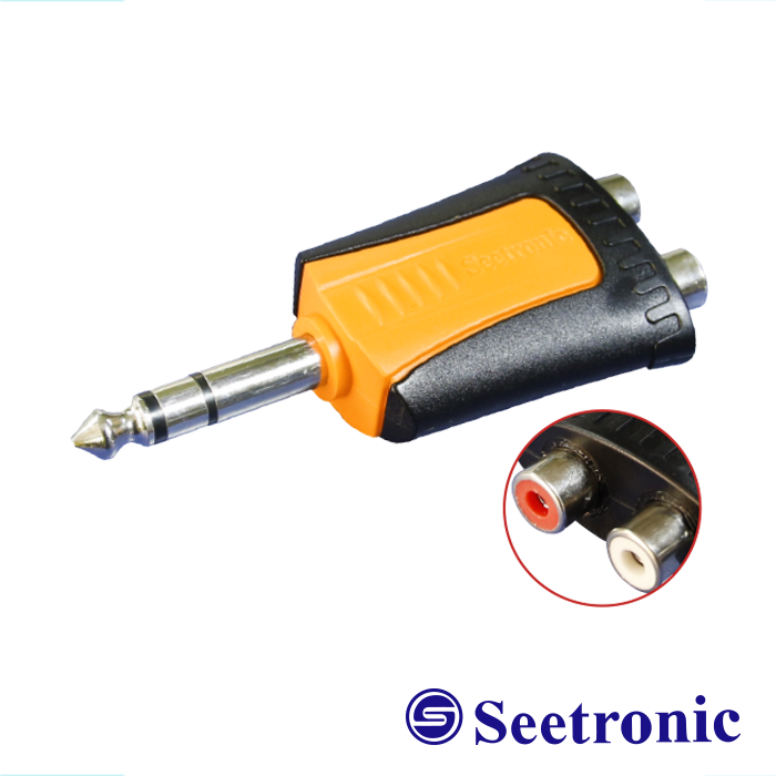 ADAPTADOR DE AUDIO 2 RCA A PLUG STEREO 6.35MM SEETRONIC MP3-2RF