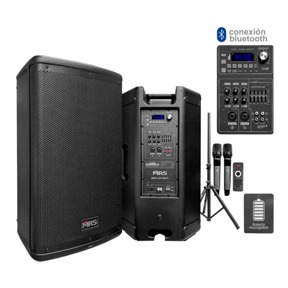PARLANTE ACTIVO 15 800W BATERIA MP3 BLUETOOTH DSP 2ML MRS-4615BAT