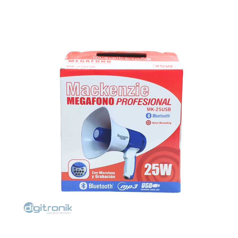 MEGAFONO DE 25W C/USB BLUETOOTH MACKENZIE MK-25USB BS