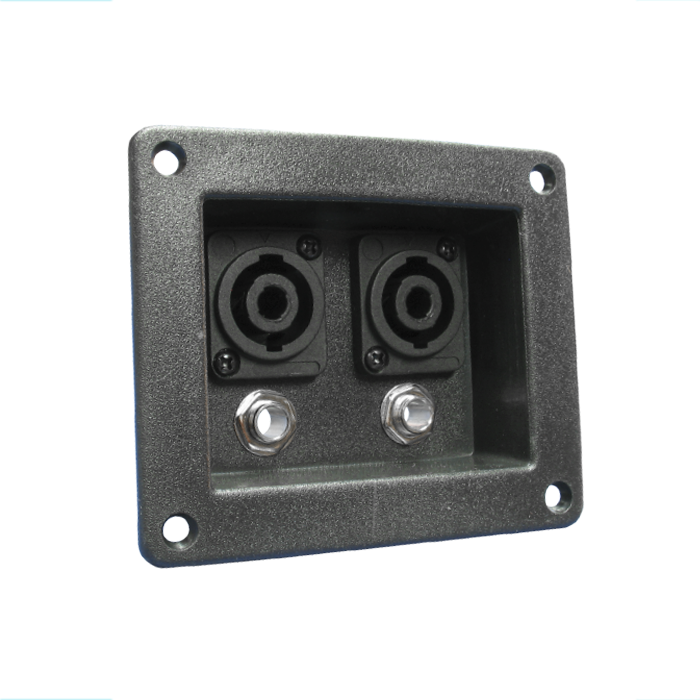 TERMINAL RECTANGULAR PARA CAJA 10X8CM 2 JACK MONO + 2 JACK SPEAKON NB-519