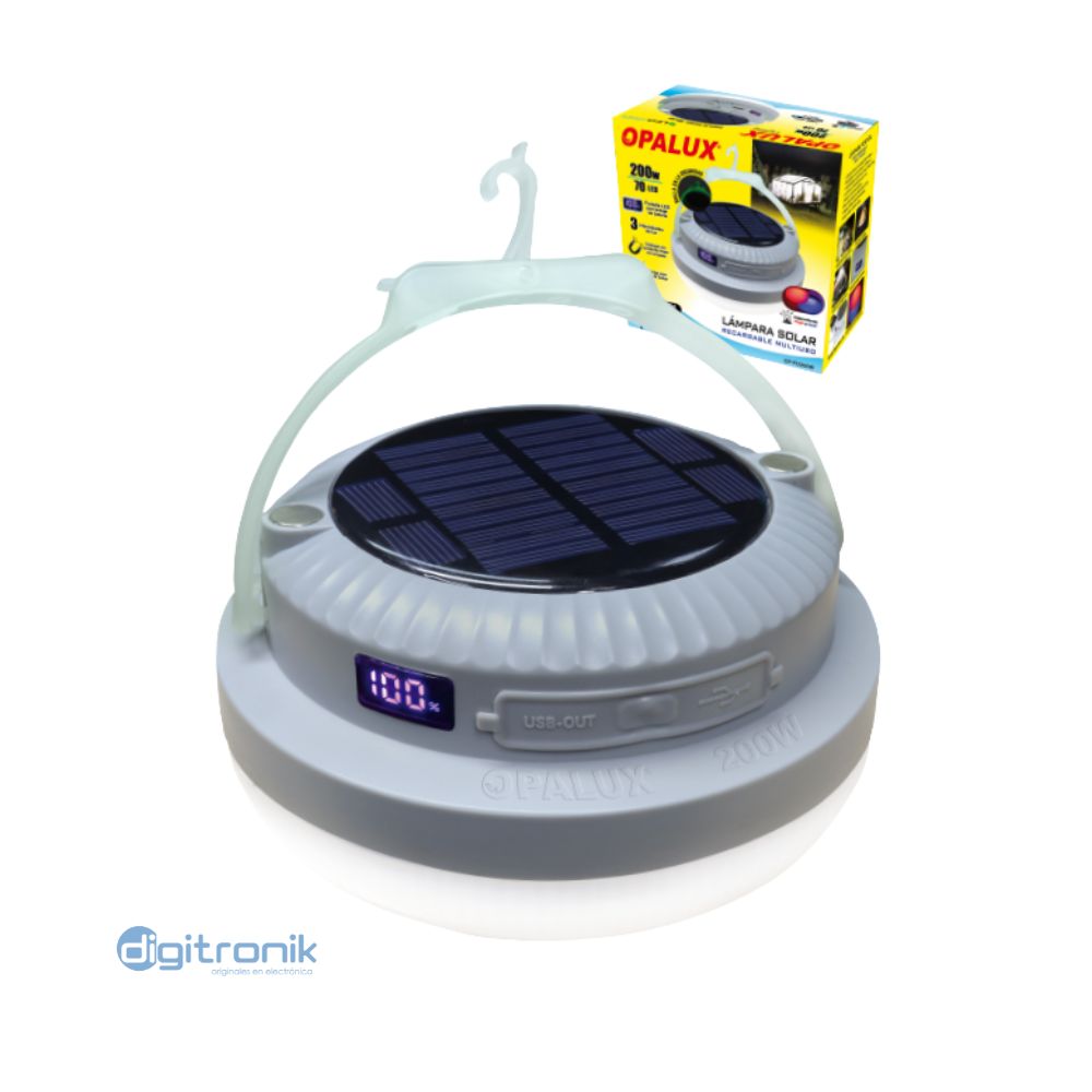 LAMPARA PORTATIL RECARGABLE 200W OPALUX COLOR GRIS OP-FD200W