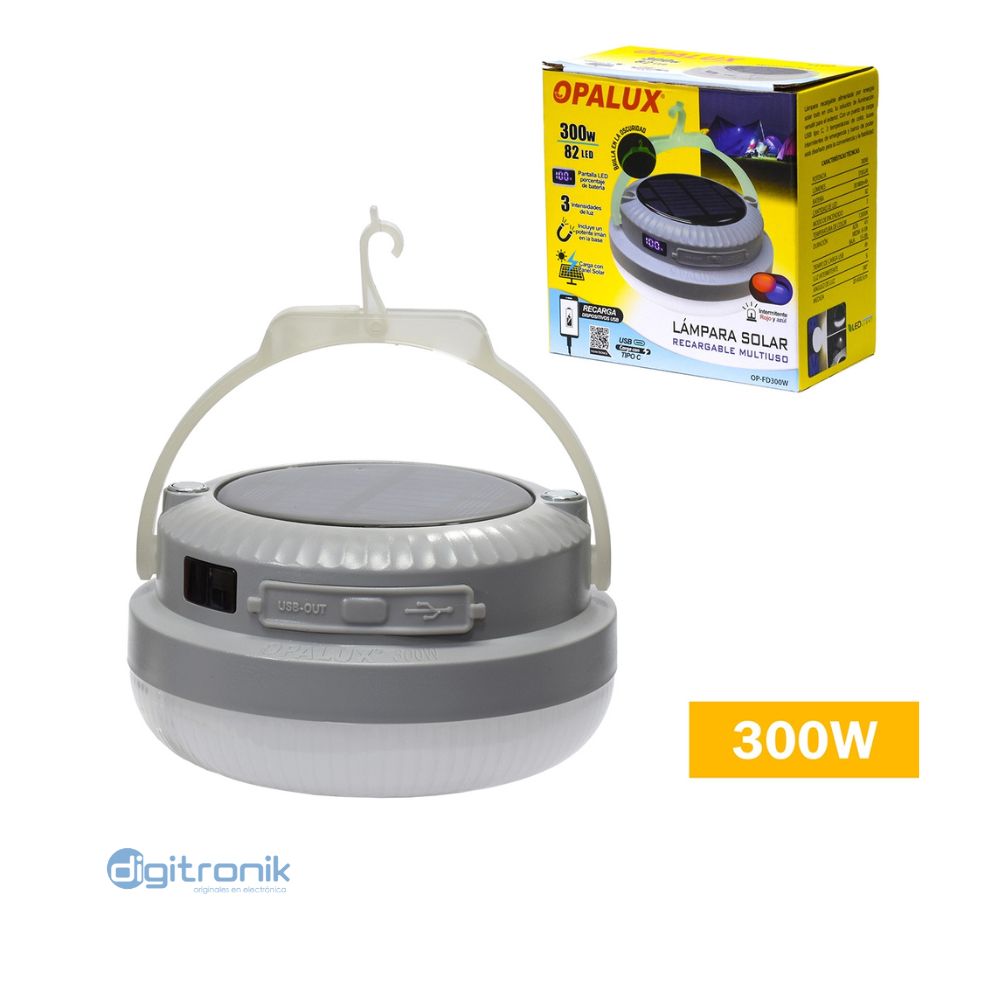 LÁMPARA PORTATIL RECARGABLE 300W OPALUX COLOR GRIS OP-FD300W