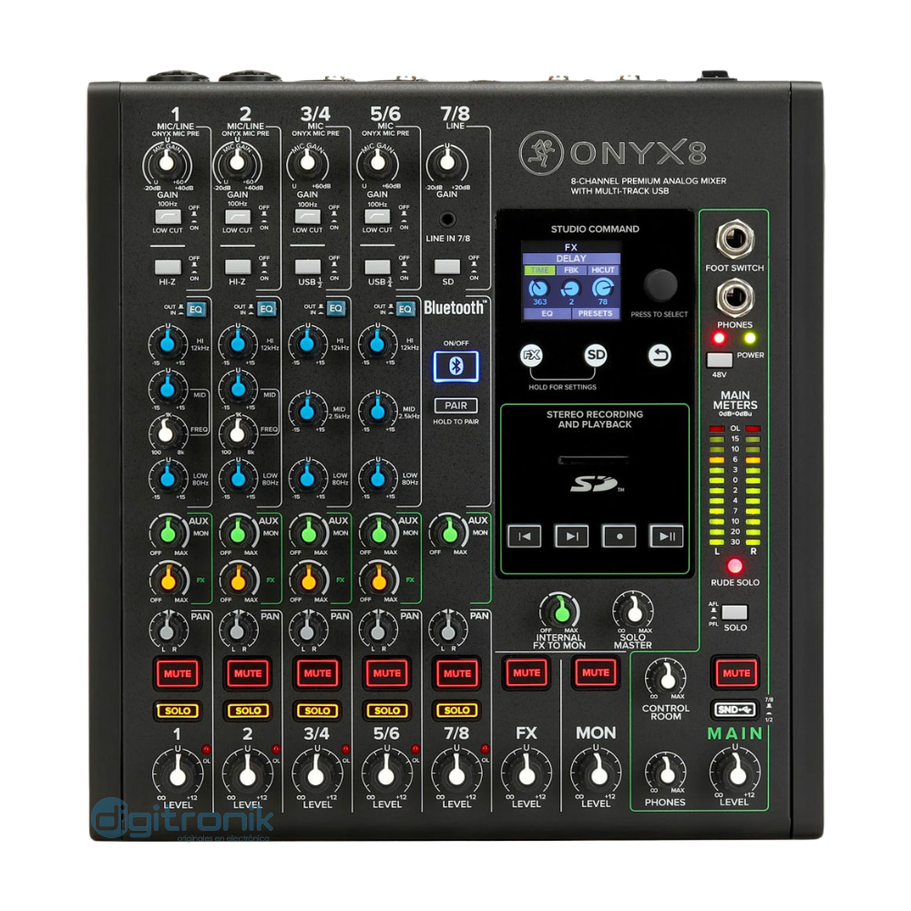 Mackie Onyx8 Mezcladora Analogica con Multi-Track USB