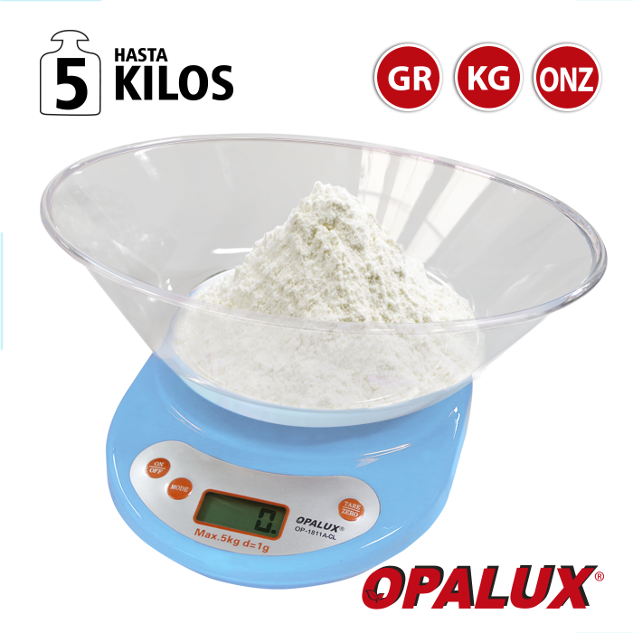 BALANZA DIGITAL CELESTE 1GR A 5KG PANTALLA OPALUX LCD OP-1811A-CL