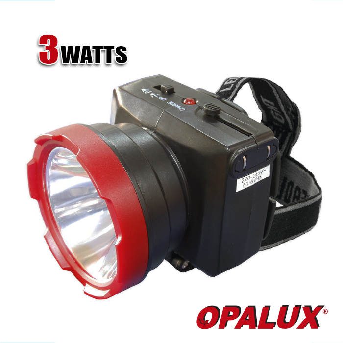 LINTERNA LED FRONTAL OPALUX 3W ALTA,BAJA RECARGABLE OP-5032