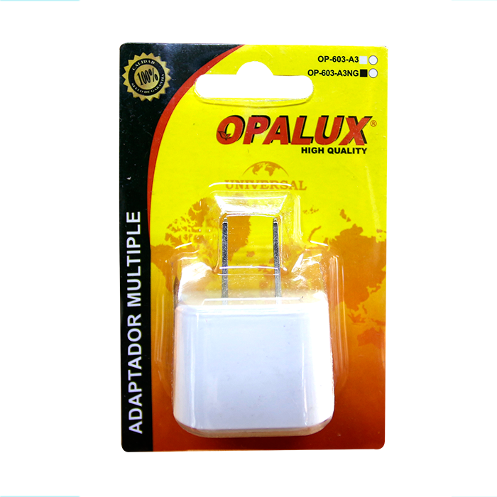 ADAPTADOR 1 TOMA MULTIPLE 2 UNIVERSAL OPALUX OP-603-A3