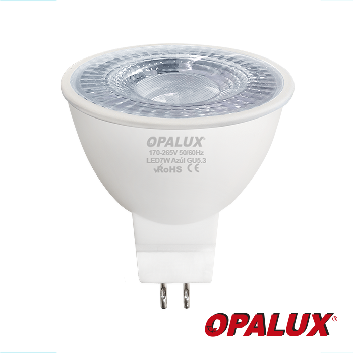 FOCO DICROICO 7W 7LED 12LM AZUL GU5.3 220V OPALUX OP-7WBA
