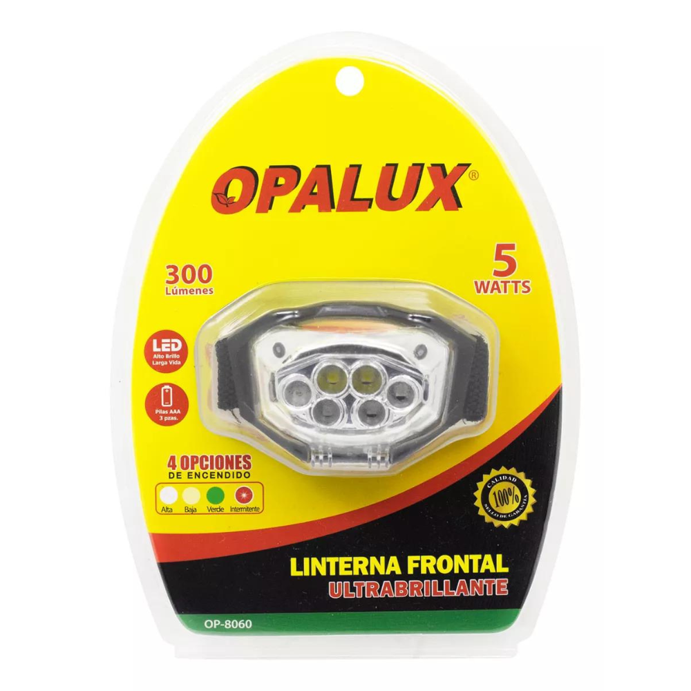LINTERNA FRONTAL 5W LED OPALUX 300LM 3 COLORES 4.5VDC OP-8060