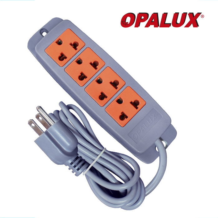 EXTENSOR VULCANIZADO 4 TOMAS + LINEA TIERRA 8MT OPALUX SOP-930-8G