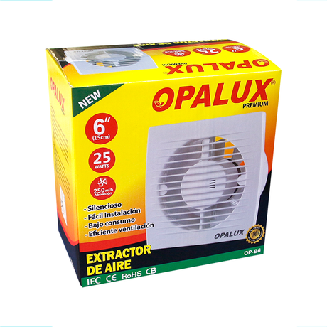 EXTRACTOR DE AIRE 6" 25W OPALUX 220-240V 250M3/H OP-B6