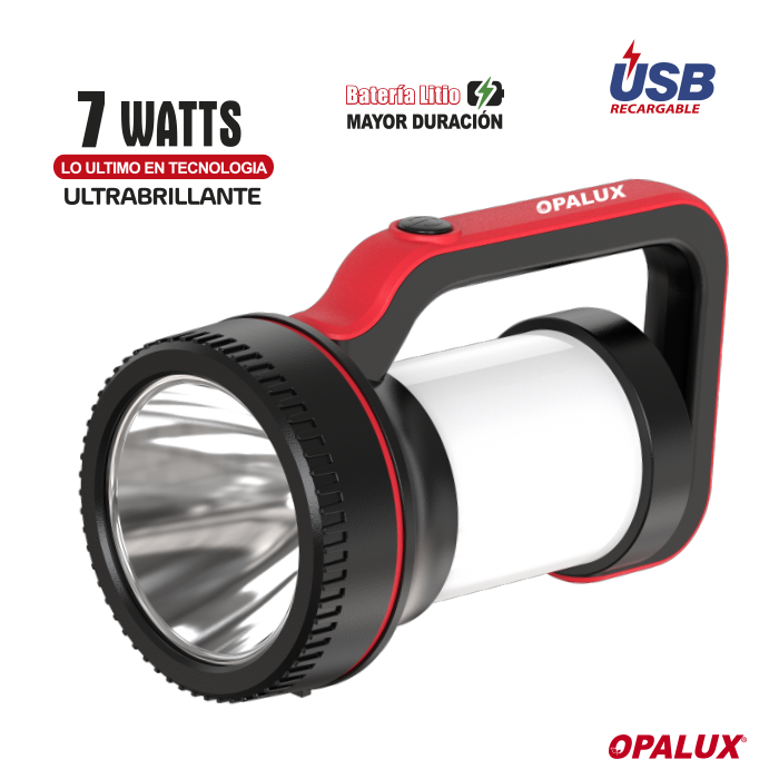 Linterna y Lámpara LED Recargable mutiusos 7W OPALUX con bateria de litio OP-L9274
