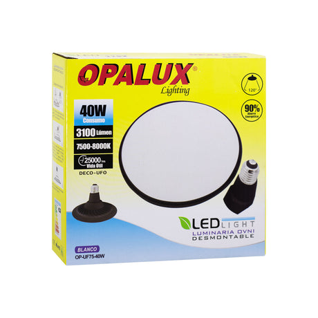 LUMINARIA OVNI BLACK DESMONTABLE 40W OPALUX 7500K OP-UF75-40W