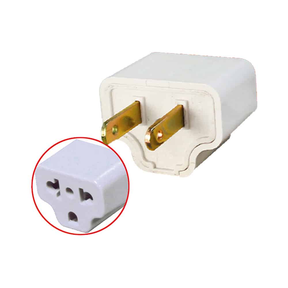 x ADAPTADOR CON TOMA TIERRA A ESPIGA PLANA PULSAR 250V 16A BLANCO P-514N-WH
