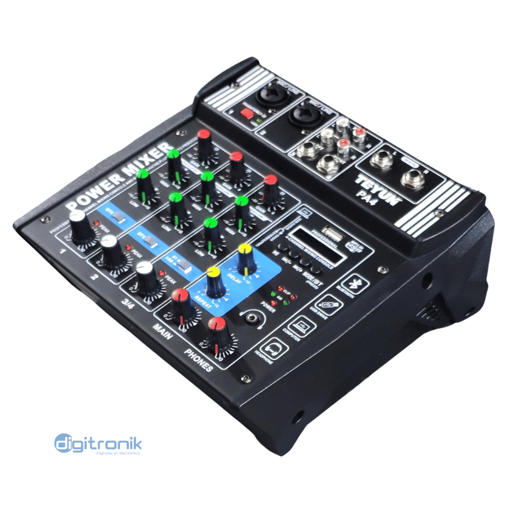 CONSOLA DE 4 CANALES 100W X2 4 OHMIOS USB BT ZZ-M PA4
