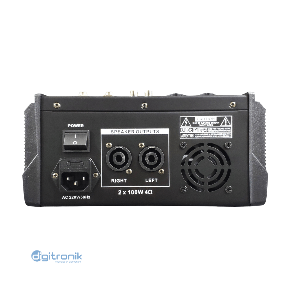 CONSOLA DE 4 CANALES 100W X2 4 OHMIOS USB BT ZZ-M PA4