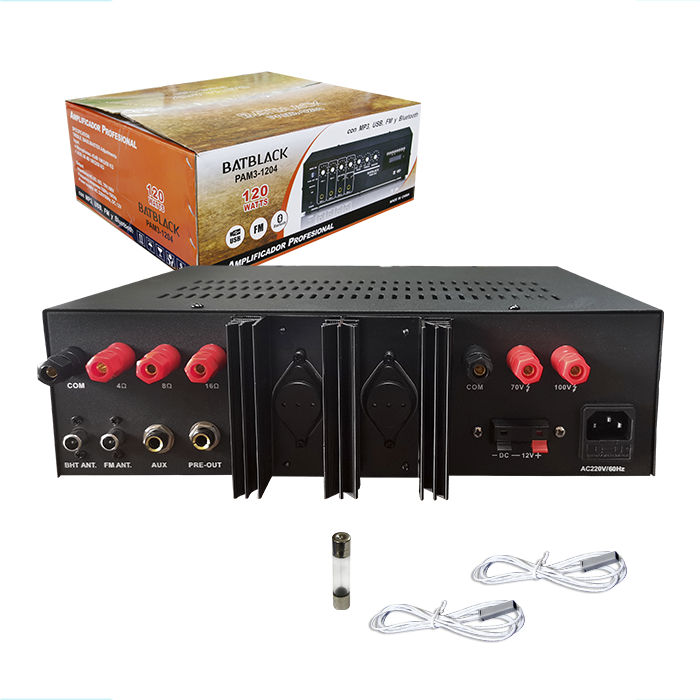 AMPLIFICADOR PROFESIONAL BATBLACK 120W P/4 AC 220V PAM3-1204