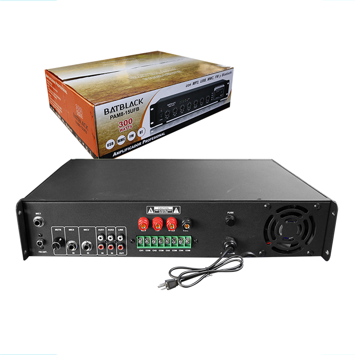 AMPLIFICADOR PROFESIONAL BATBLACK 300W AC 220V P/3 PAM8-15UFB