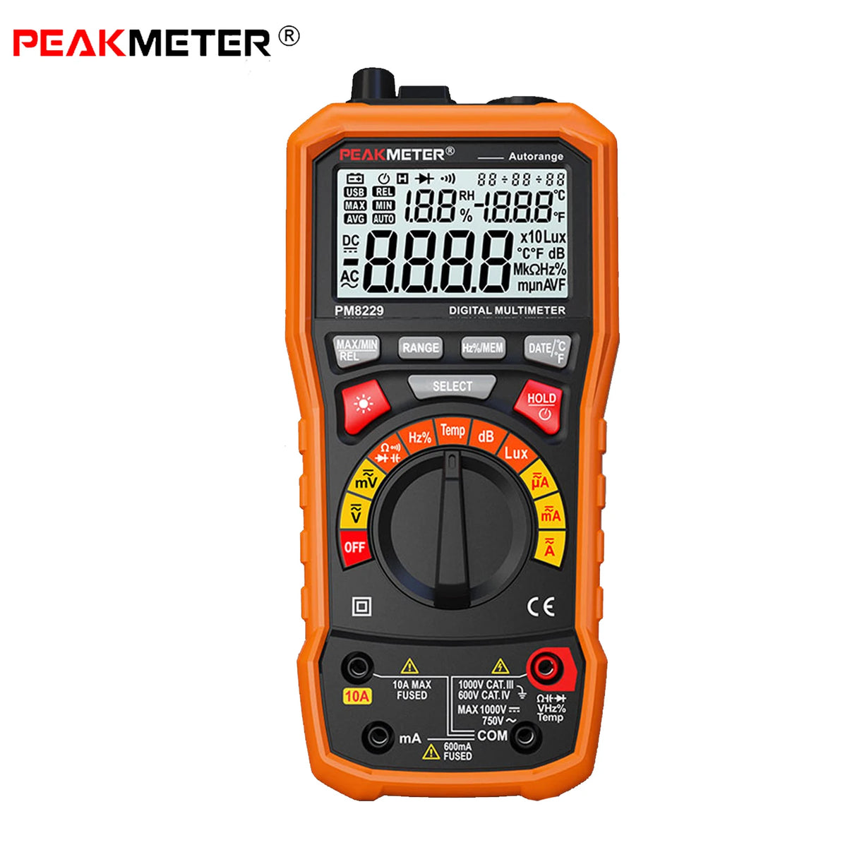 MULTIMETRO DIGITAL 5 EN1, 1000V, 10A, 40MOH PM8229