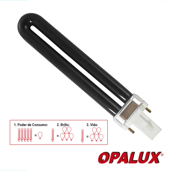 FLUORESCENTE ULTRAVIOLETA 9W 220V 60HZ OPALUX PLS-9WBLB