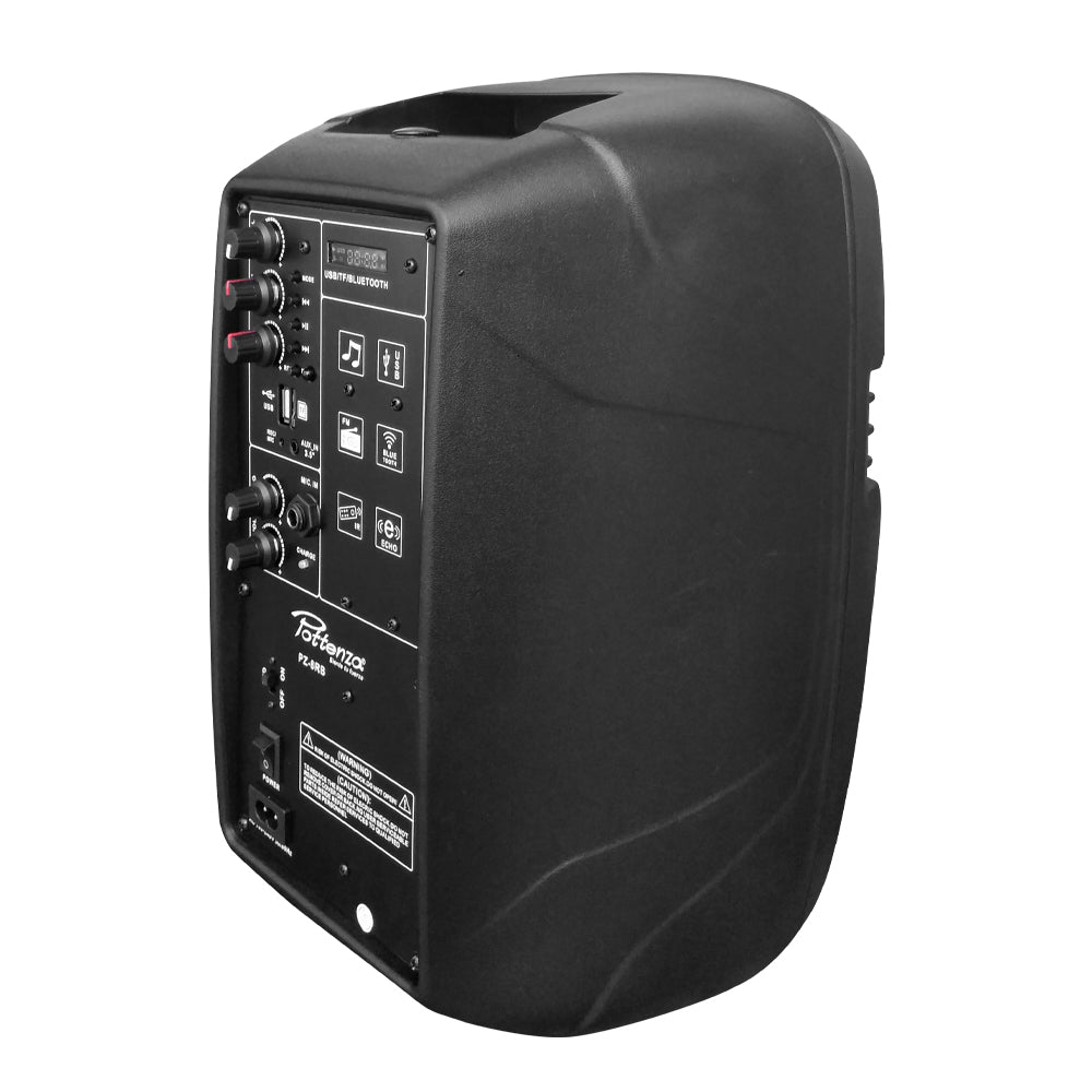 CAJA ACUSTICA ACTIVA 8"C/USB,BT,RADIO C/BATERIA Y MICRO PZ-8RB POTTENZA