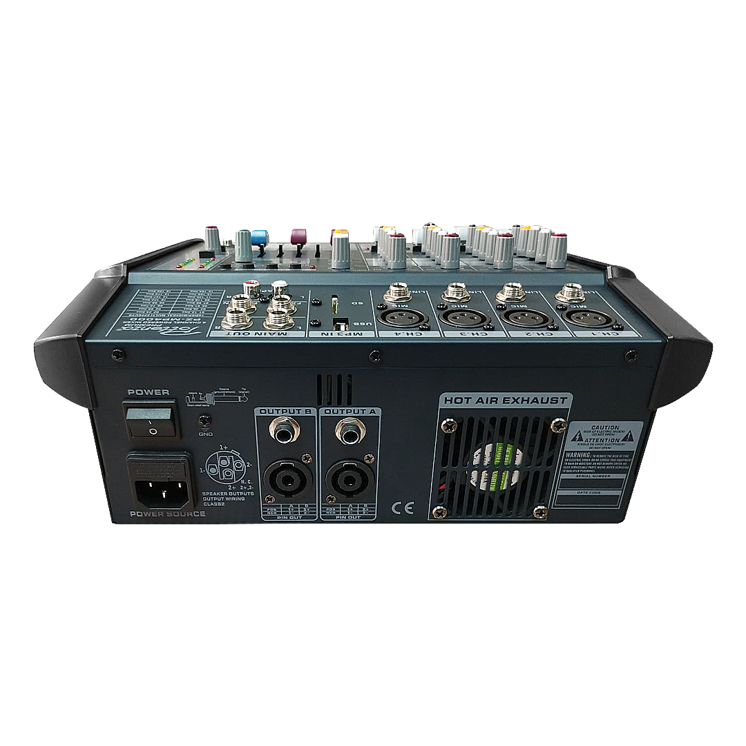 CONSOLA 4 CANALES 2 X170W C/USB BLT POTTENZA PREMIUM PZ-MP4000BLT