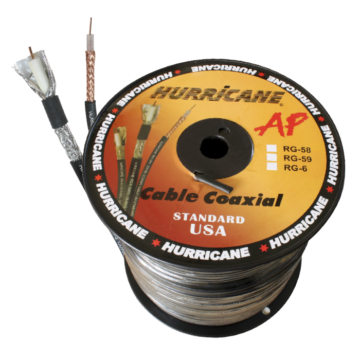 CABLE COAXIAL HURRICANE 97% MALLA DE COBRE SOLIDO 300M RG-58SC